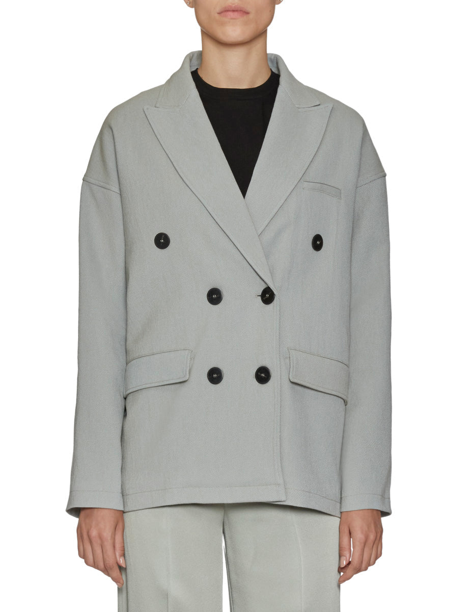 blazer doppiopetto cotone viscosa lichene - Frida SRL