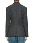 blazer doppiopetto lana grigio melange - rohe - blazer