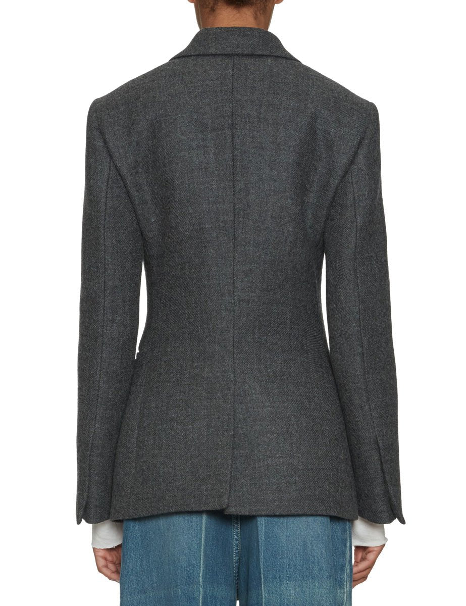 blazer doppiopetto lana grigio melange - rohe - blazer