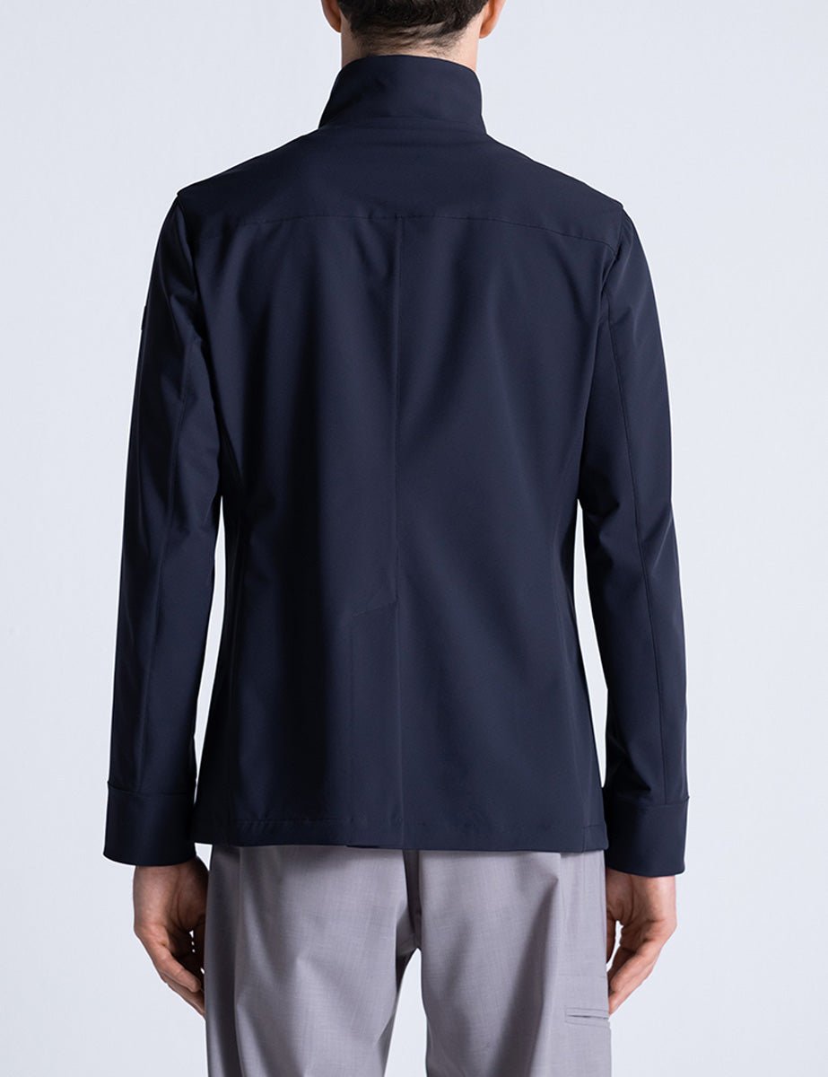 blazer doppiopetto tessuto tecnico blu - duno - blazer