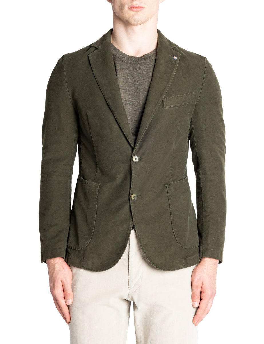 blazer fustagno tessuto old verde militare - bharnaba - blazer
