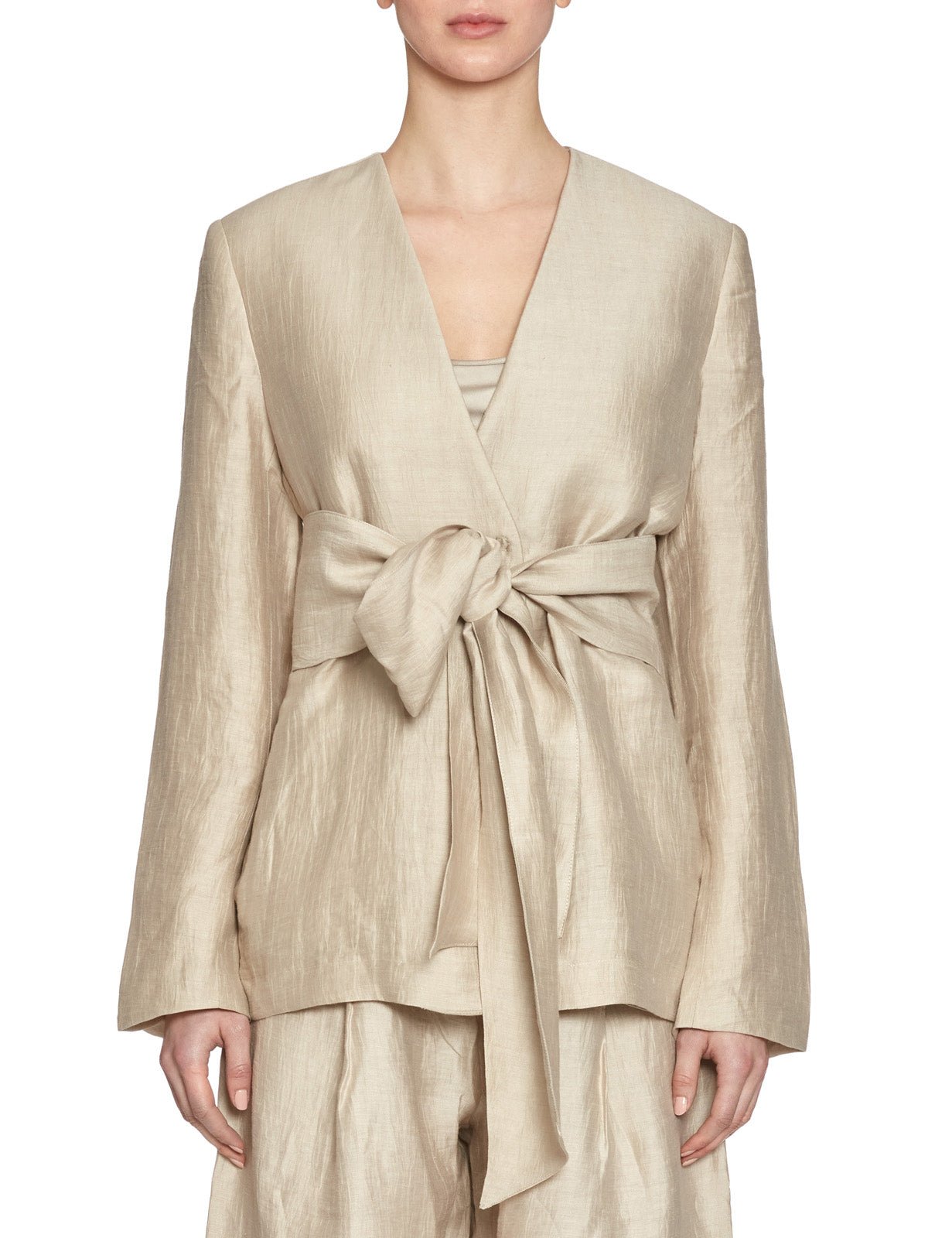 blazer lino ramie cintura corda - alpha - blazer