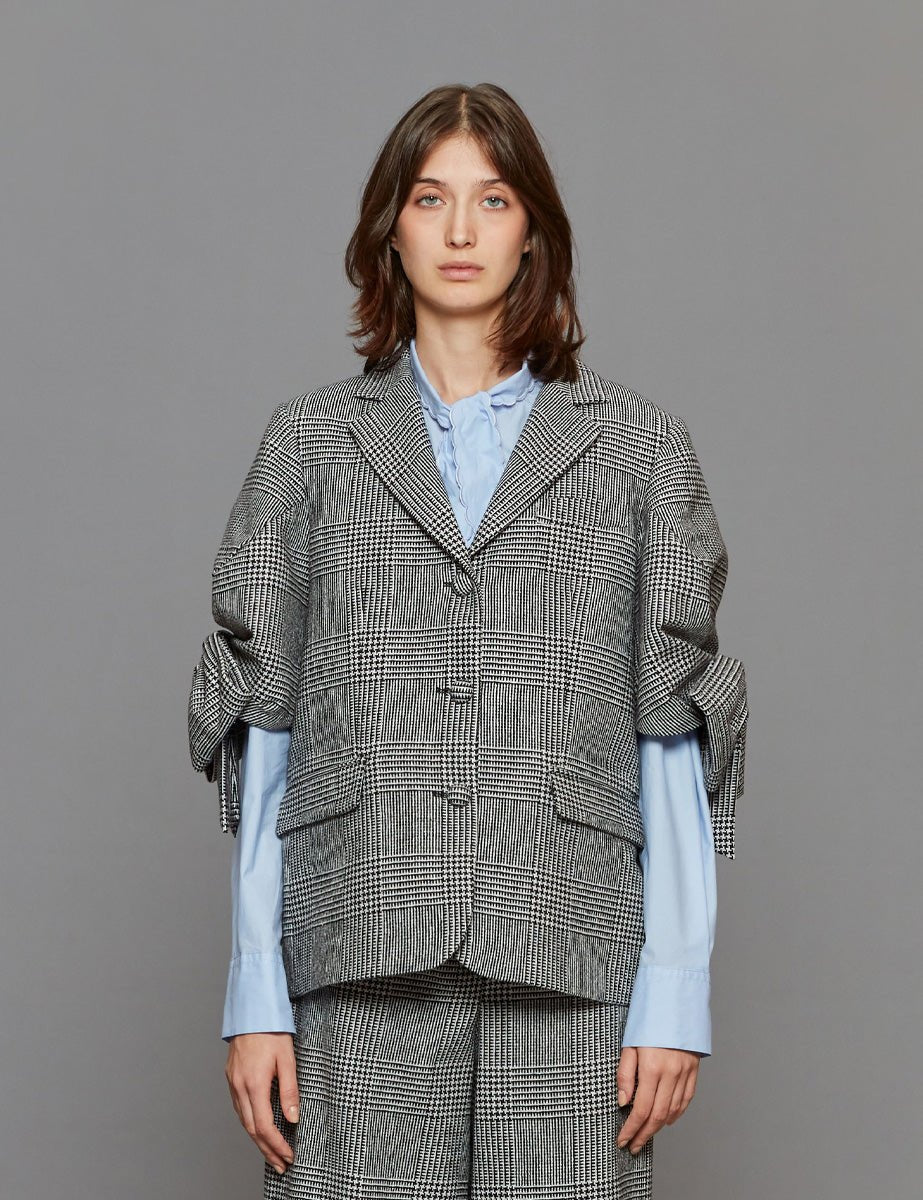 blazer maniche fiocco bianco nero - Frida SRL