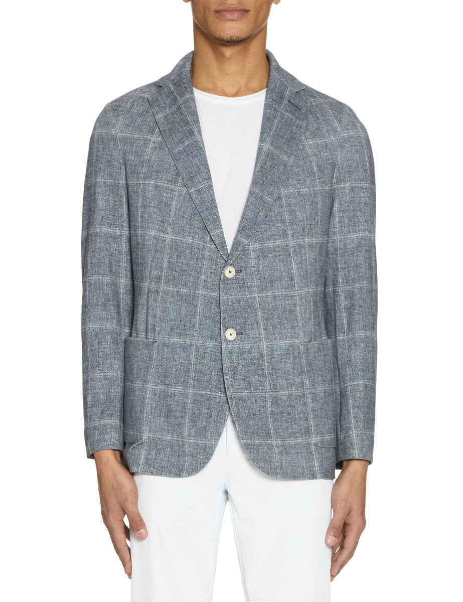 blazer monopetto finestrato blu - Frida SRL