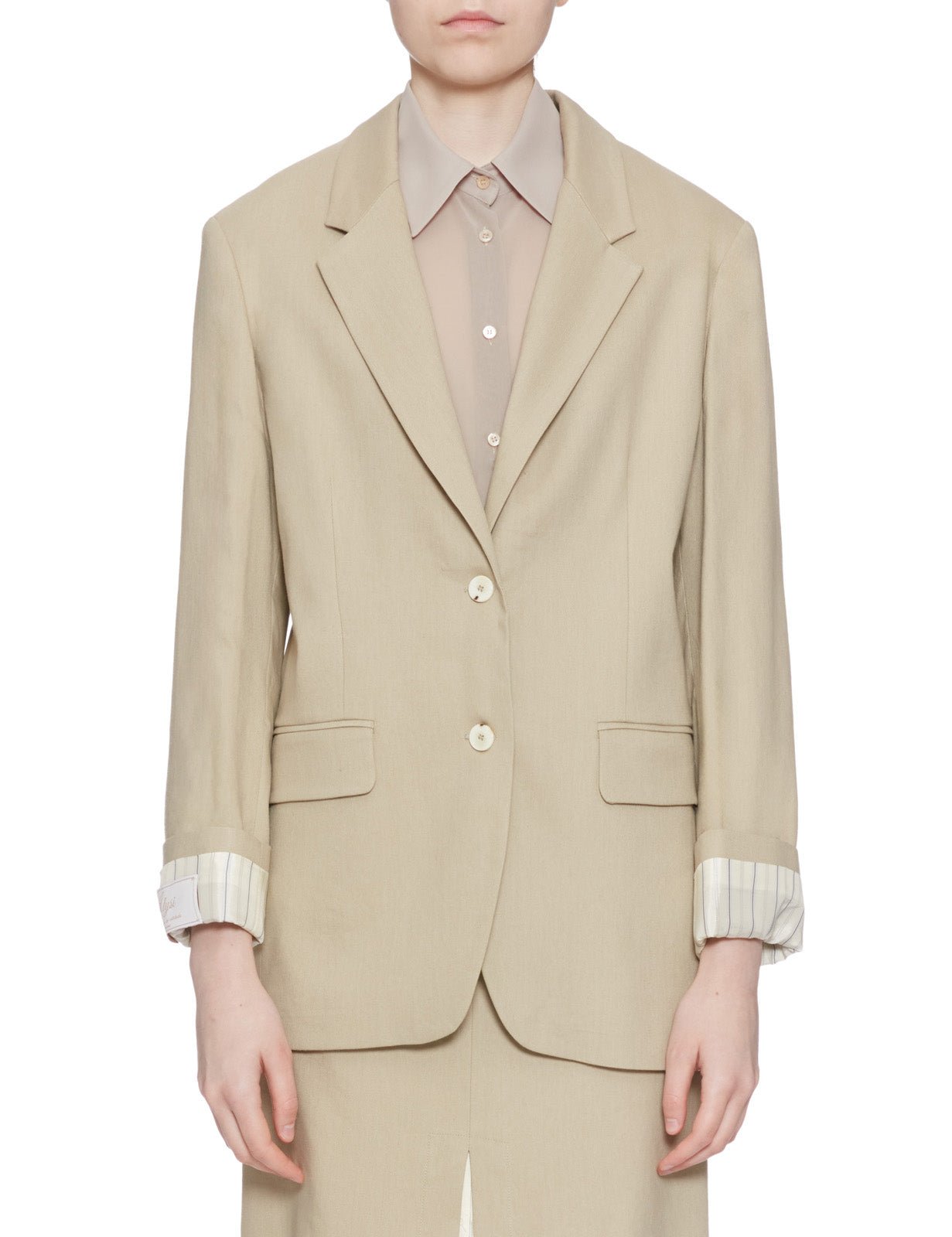 blazer monopetto lino stretch kaki - alysi - blazer