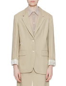 blazer monopetto lino stretch kaki - alysi - blazer