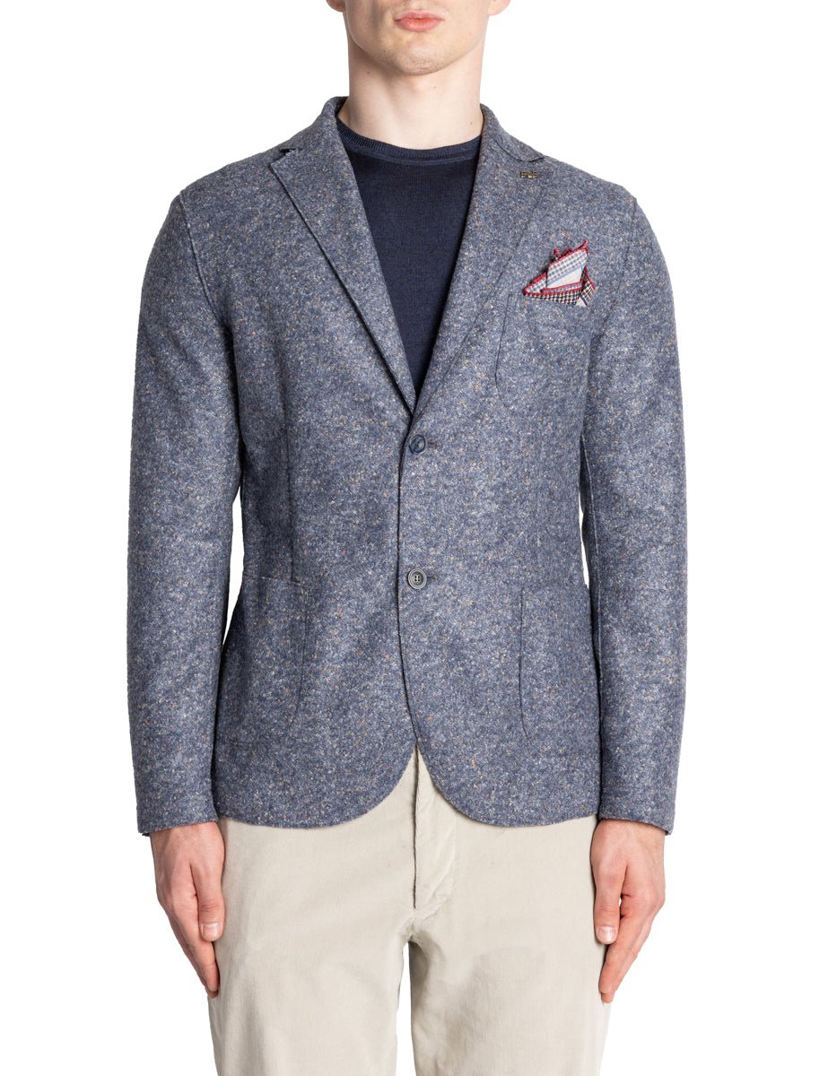 blazer monopetto maglia puntinata blu jeans - bob - blazer
