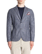 blazer monopetto maglia puntinata blu jeans - bob - blazer