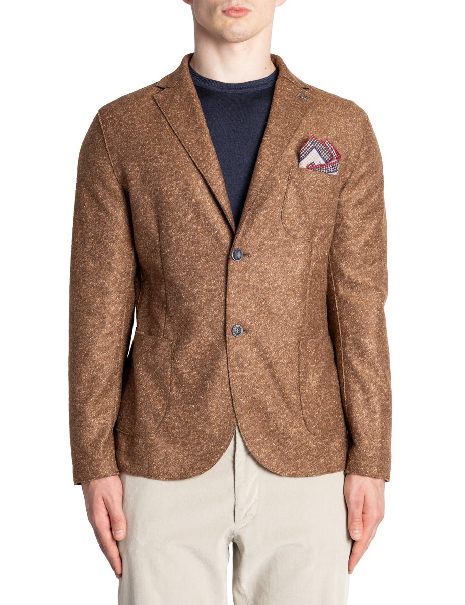 blazer monopetto maglia puntinata marrone tabacco - bob - blazer