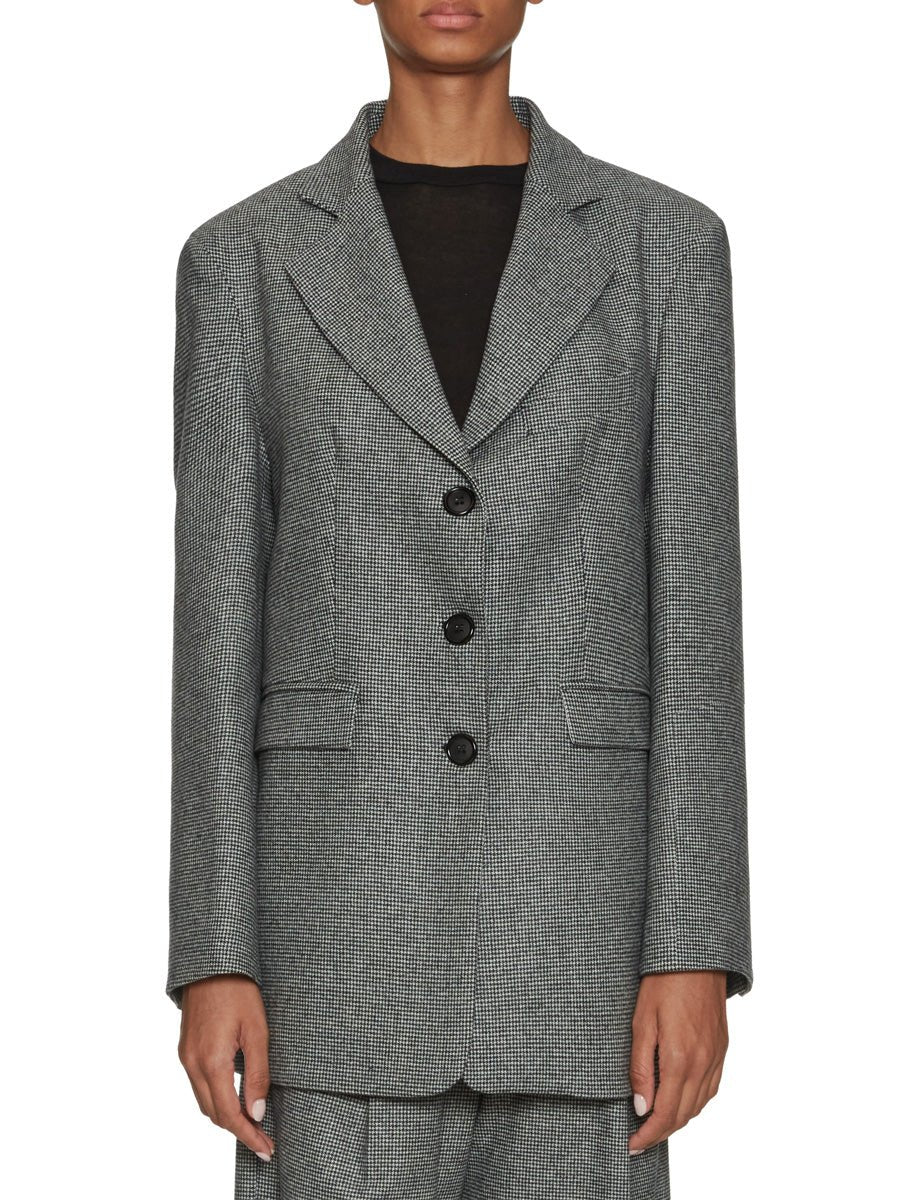 blazer monopetto over pied de poule bianco nero - jacqueur - blazer