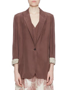 blazer monopetto seta habotay mosto - alysi - blazer