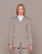 blazer oliver tricotine sculpted grey moon - tibi - blazer