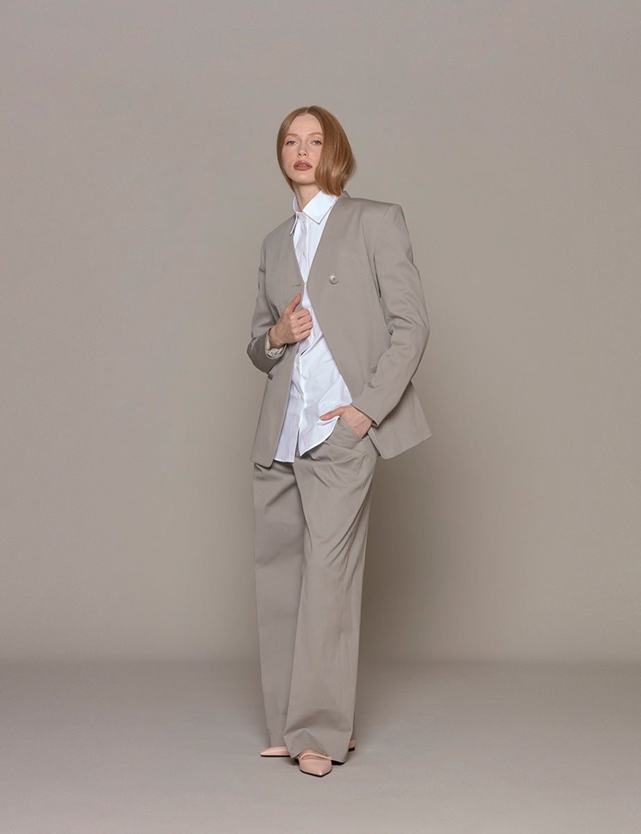 blazer oliver tricotine sculpted grey moon - tibi - blazer