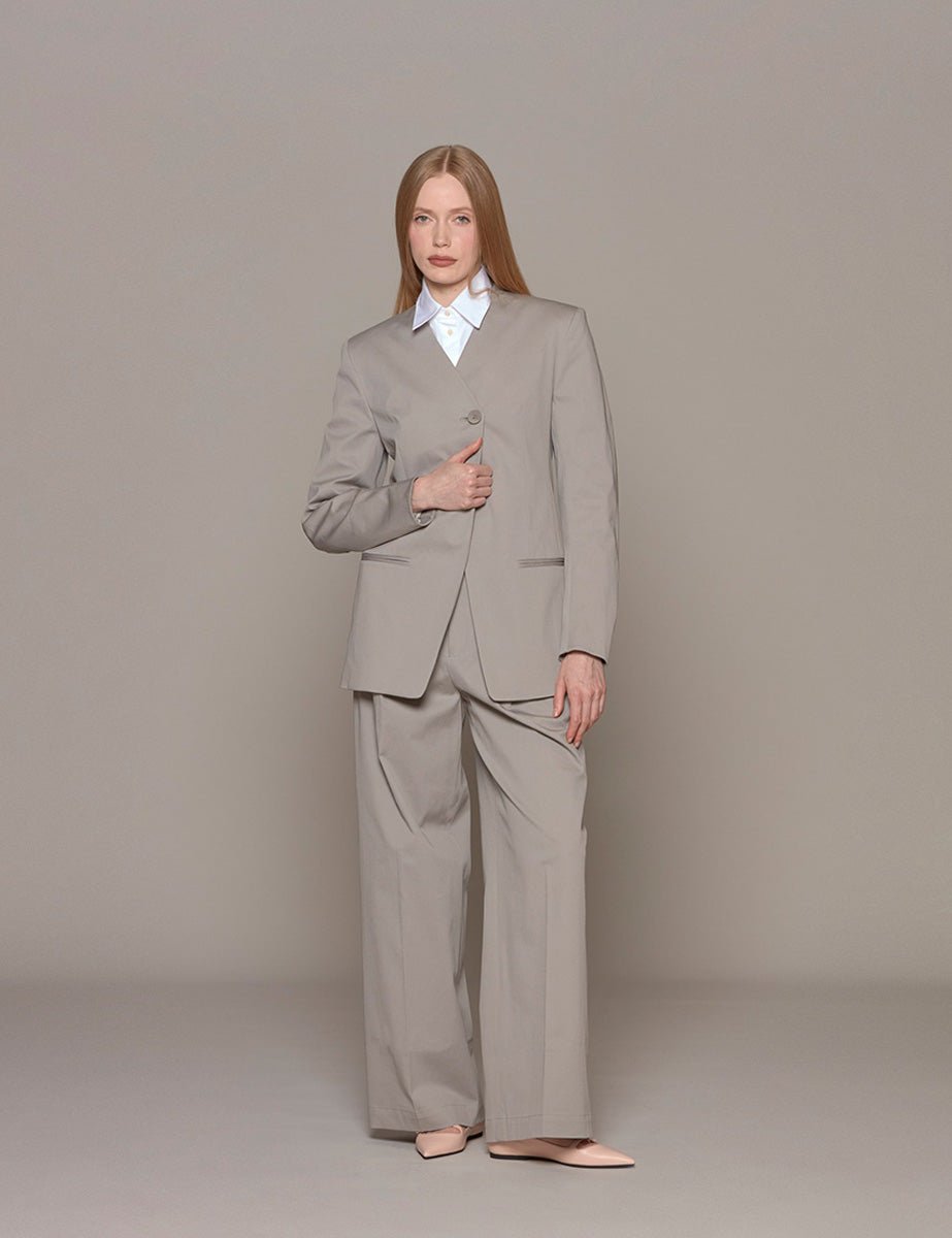 blazer oliver tricotine sculpted grey moon - tibi - blazer