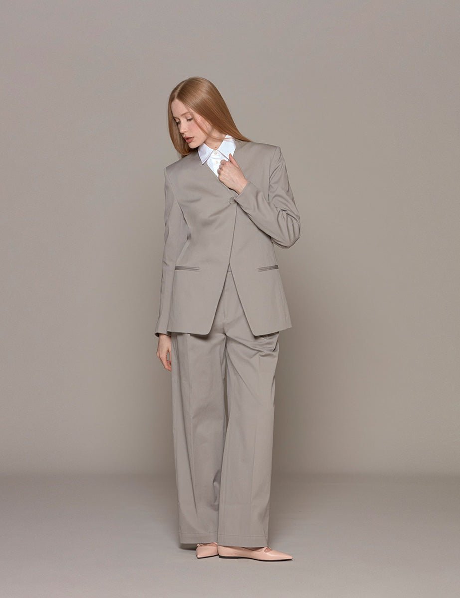 blazer oliver tricotine sculpted grey moon - tibi - blazer