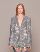 blazer over paillettes silver - rotate - blazer