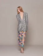 blazer over paillettes silver - rotate - blazer