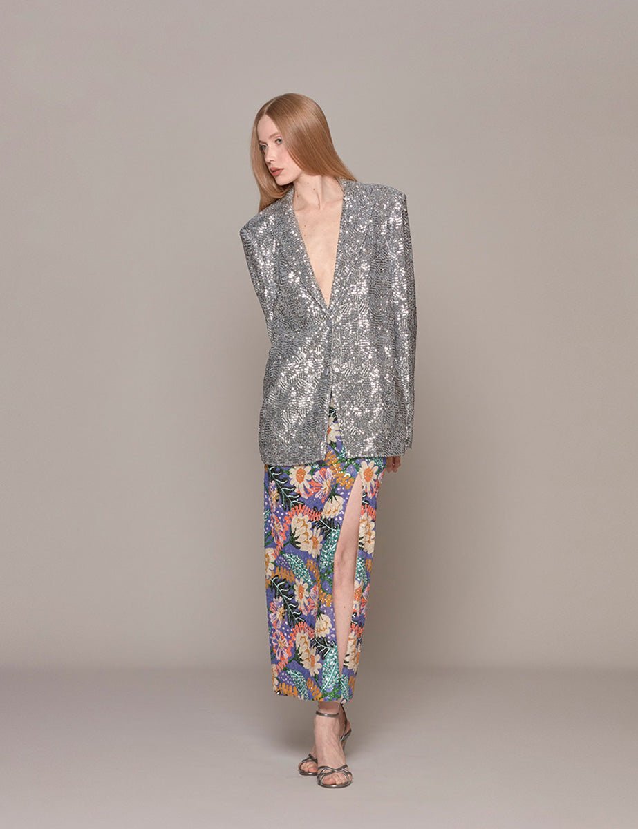 blazer over paillettes silver - rotate - blazer
