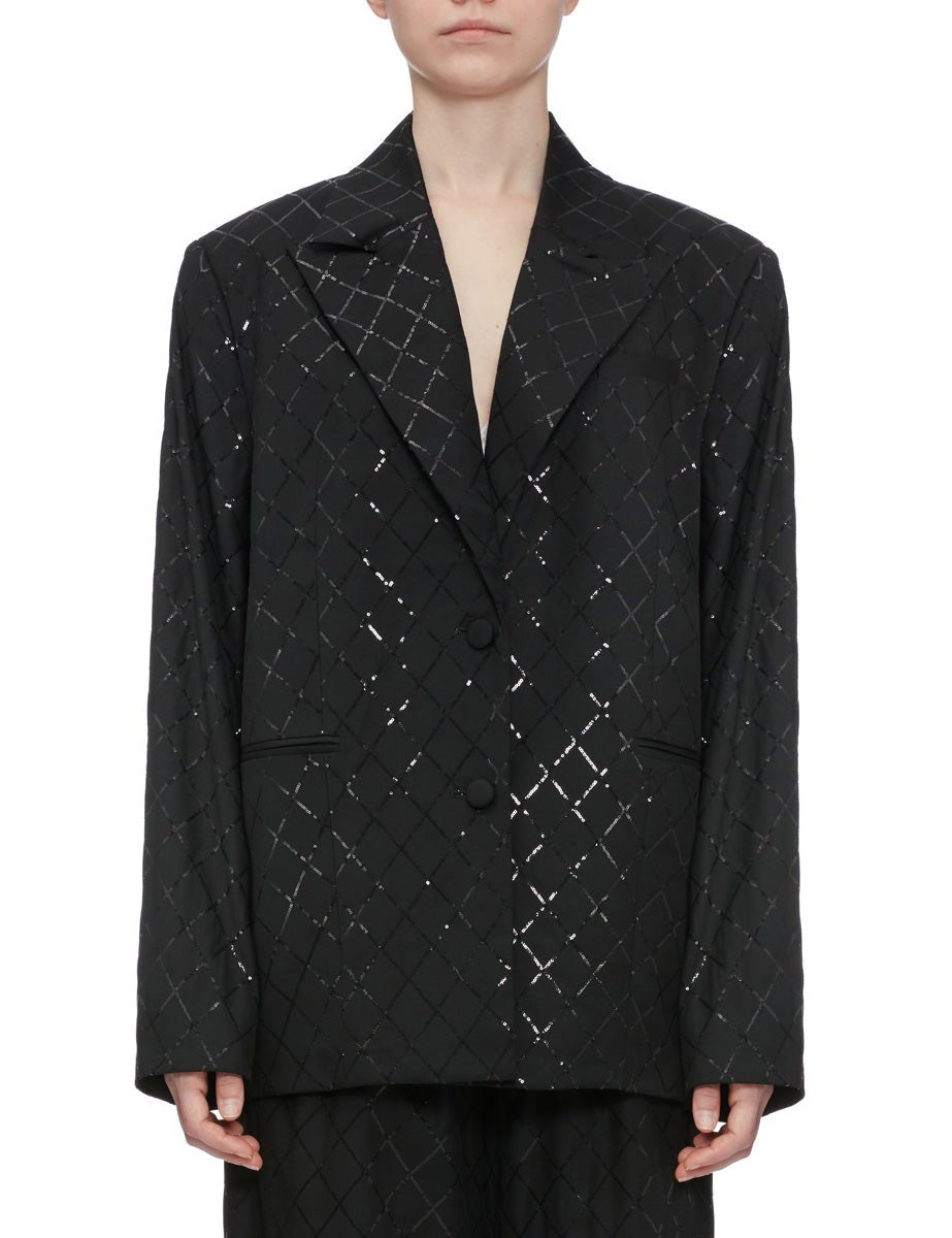 blazer oversized paillettes nero - Frida SRL