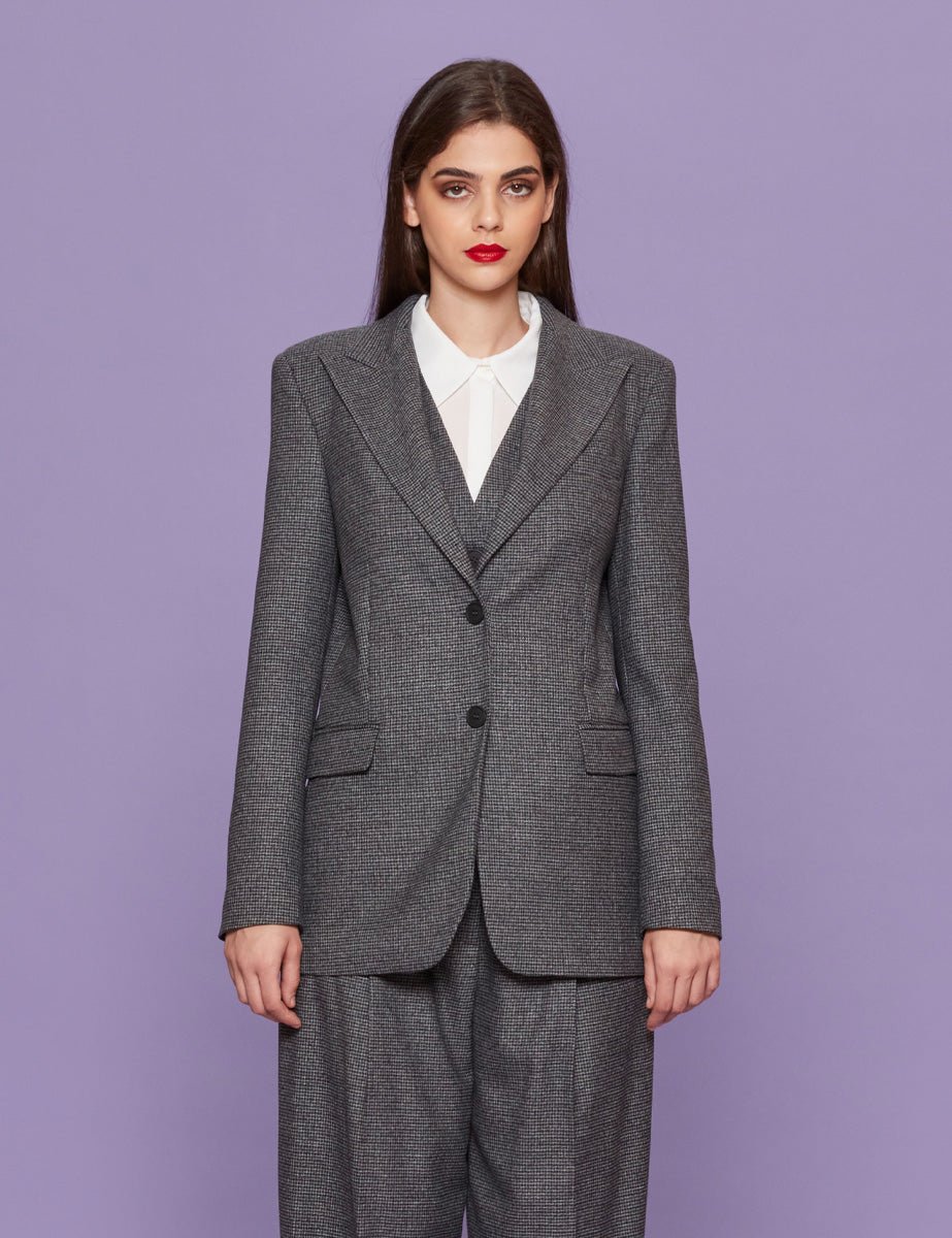 blazer pied de poule grigio - blufrida - blazer