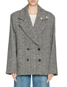blazer spigato spilla perla grigio - a paper kid - blazer
