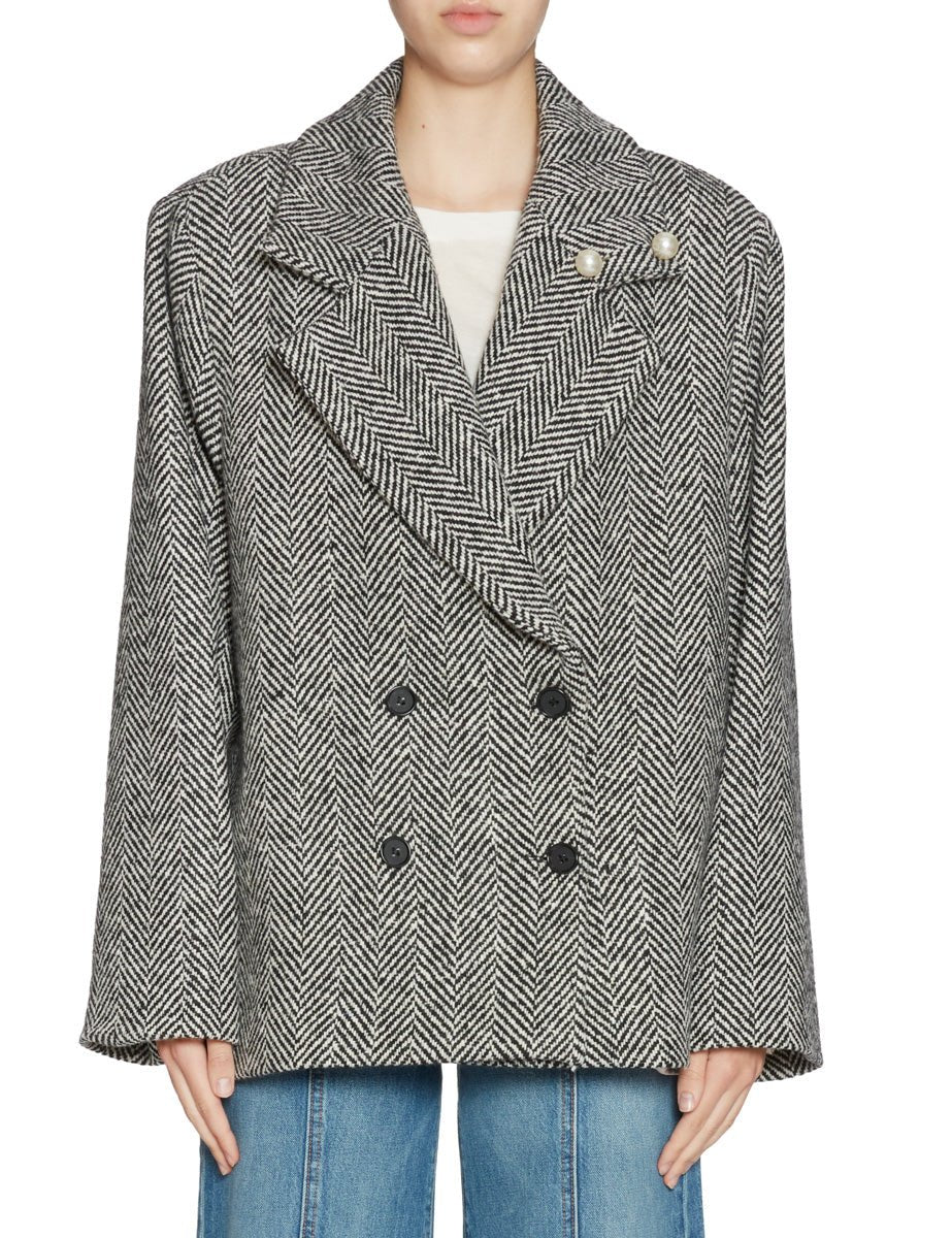 blazer spigato spilla perla grigio - a paper kid - blazer