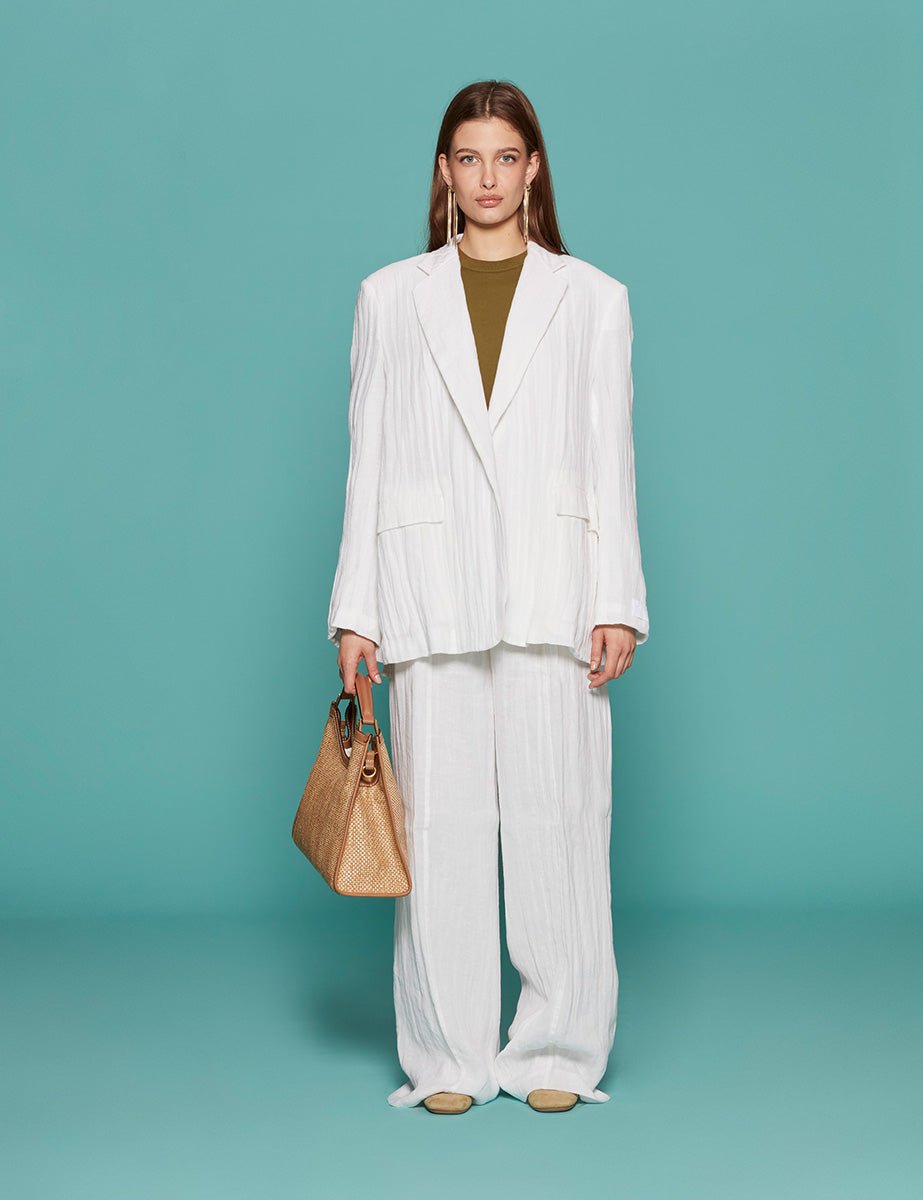 blazer taglio uomo lino bianco - Frida SRL