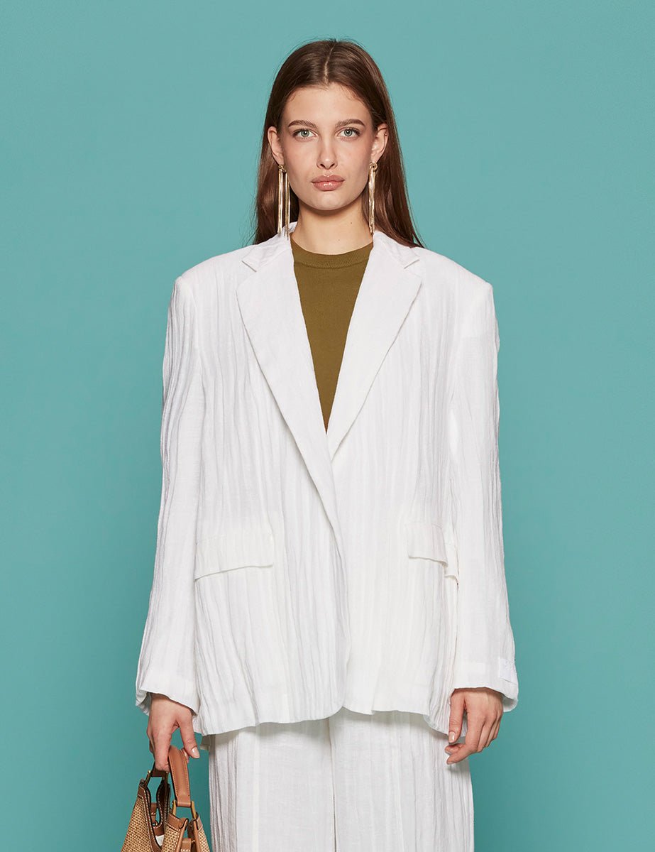 blazer taglio uomo lino bianco - Frida SRL