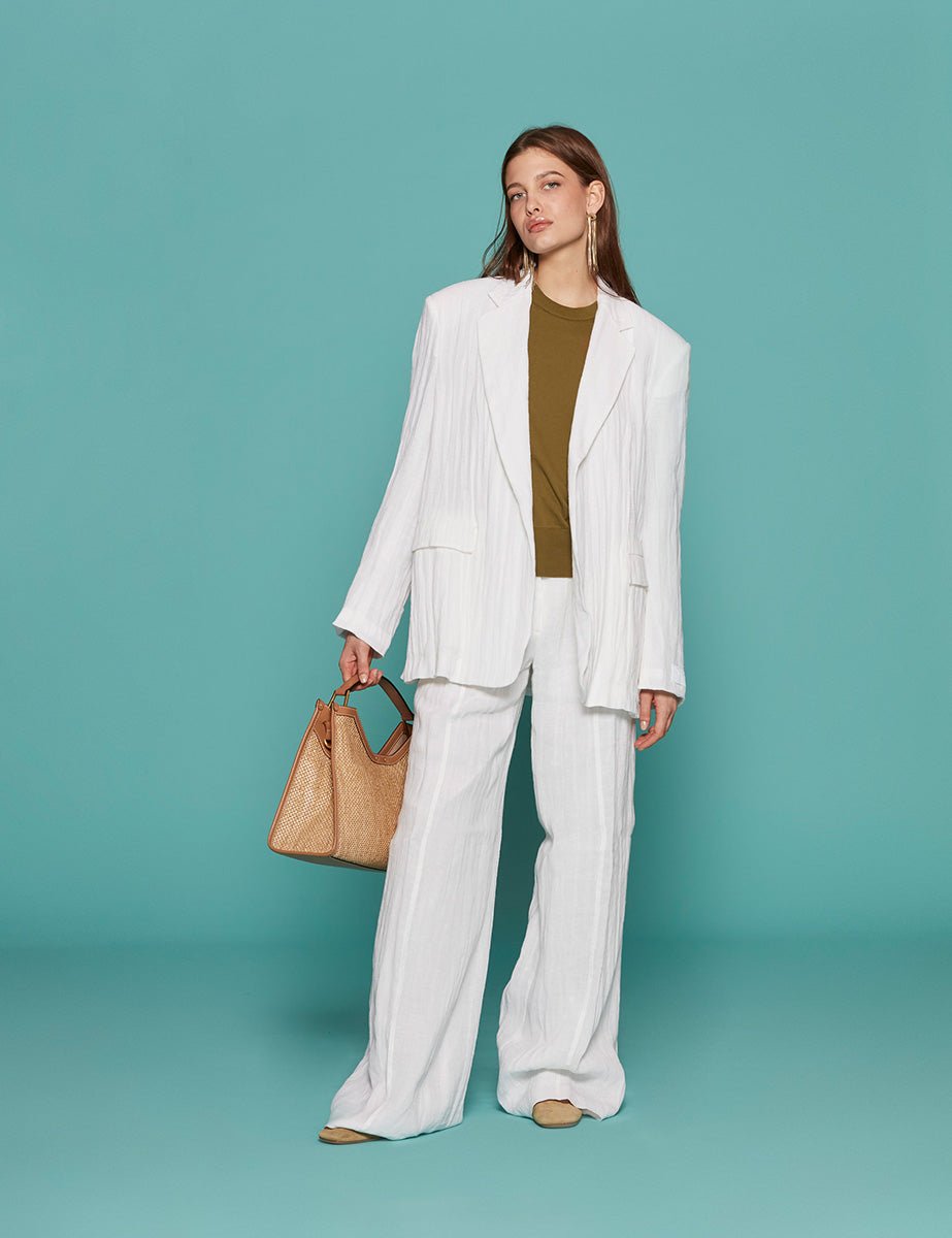 blazer taglio uomo lino bianco - Frida SRL