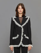 blazer volant pizzo nero - Frida SRL
