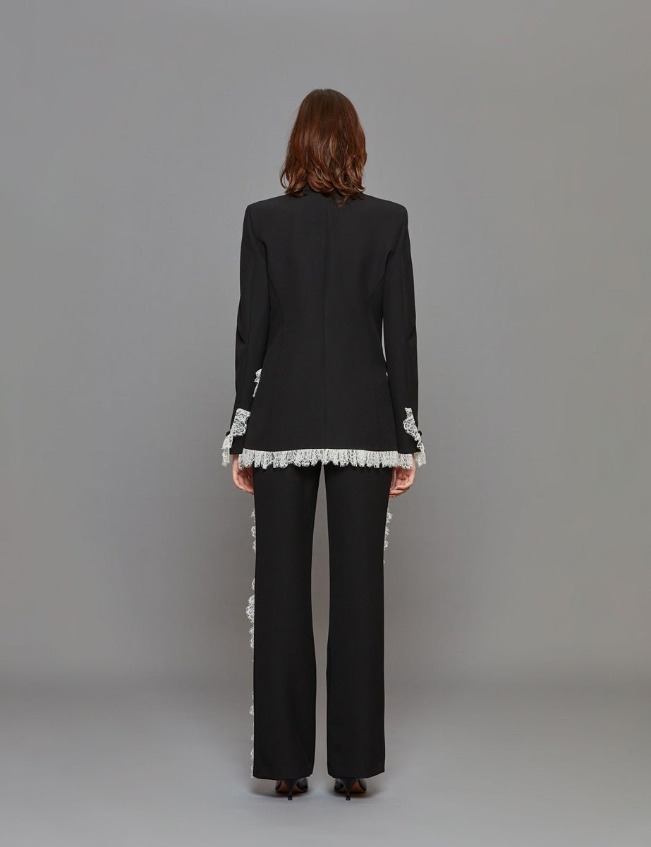 blazer volant pizzo nero - Frida SRL