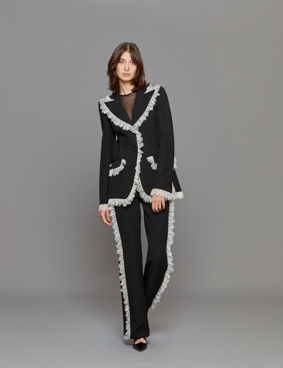 blazer volant pizzo nero - Frida SRL