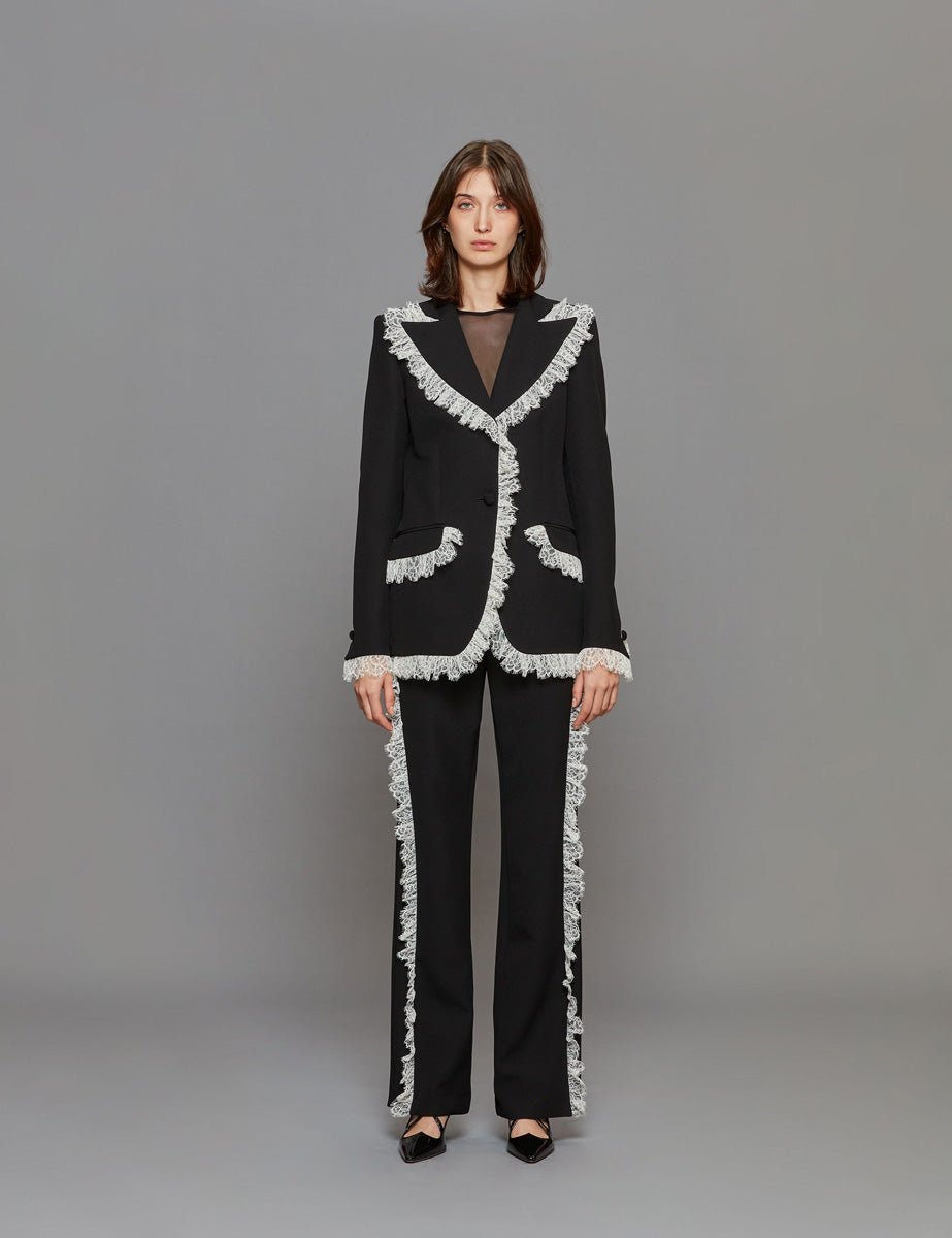 blazer volant pizzo nero - Frida SRL