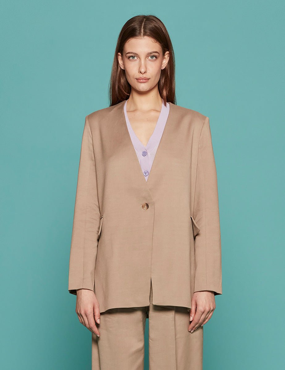 blazer wool tencel taupe - mother of pearl - blazer