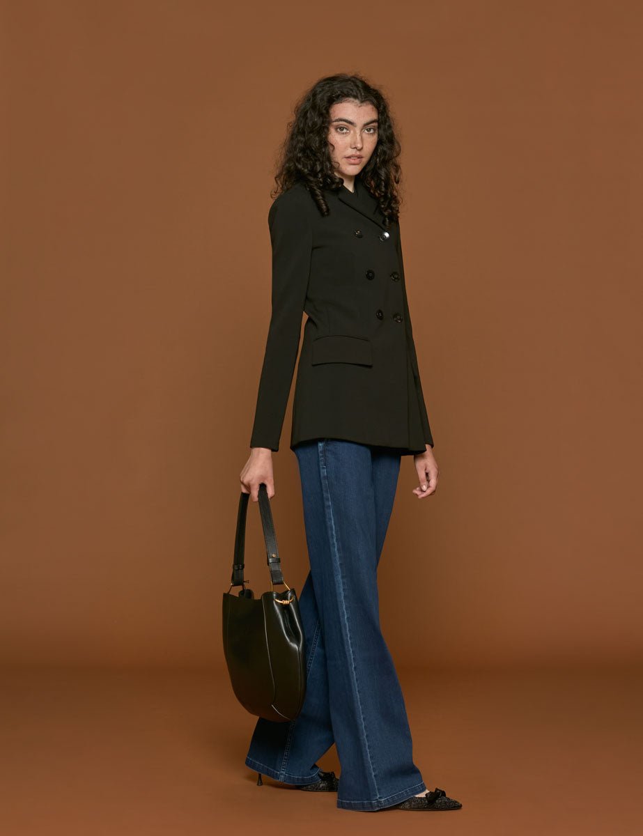blazer wren crepe black - Frida SRL