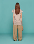 blusa annette riga cotone beige bianco - jejia - camicia manica corta