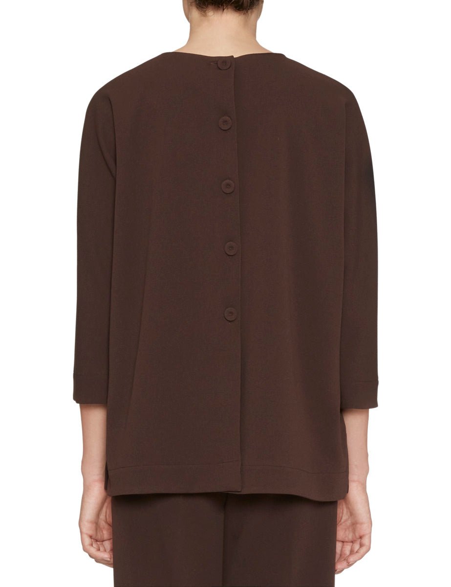 blusa bottoni back scuba crepe caffe - Frida SRL