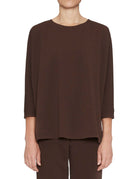blusa bottoni back scuba crepe caffe - Frida SRL