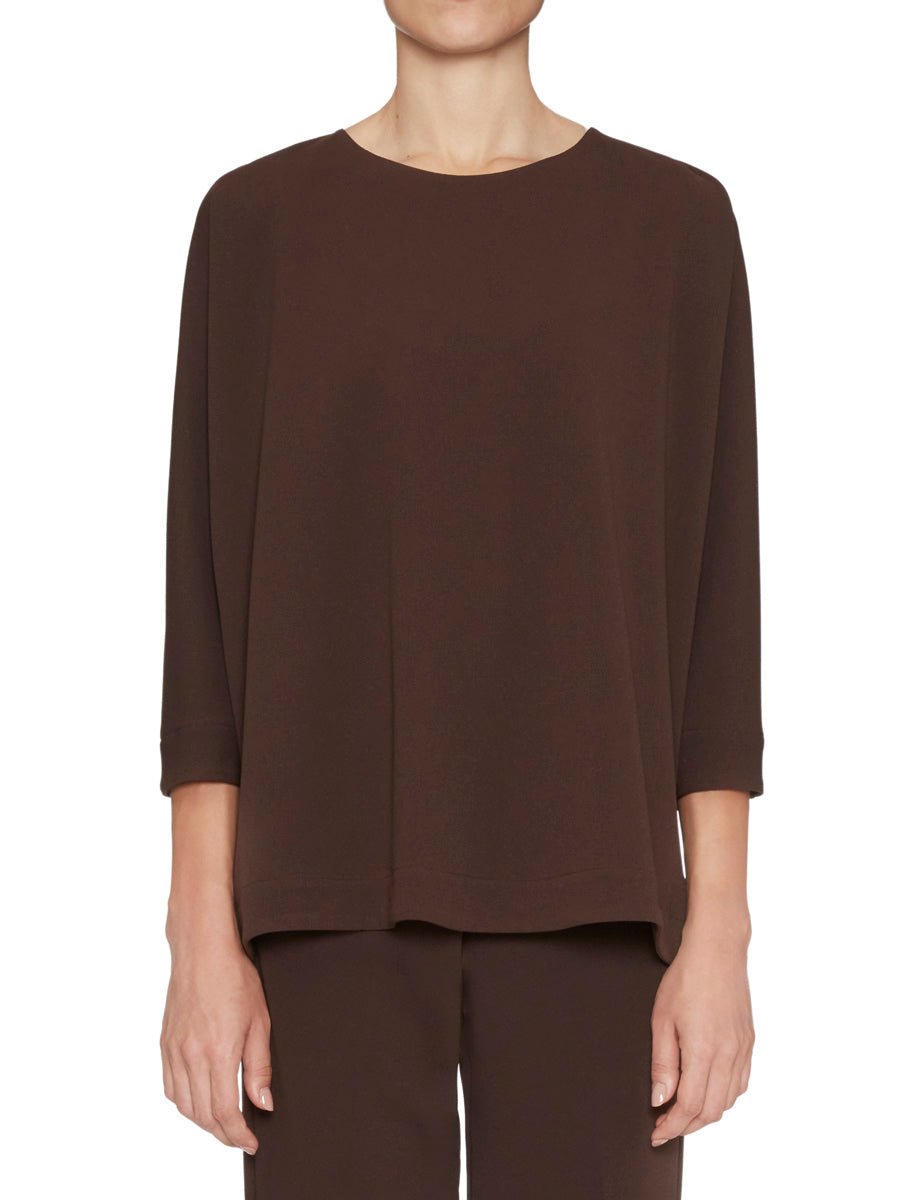 blusa bottoni back scuba crepe caffe - Frida SRL