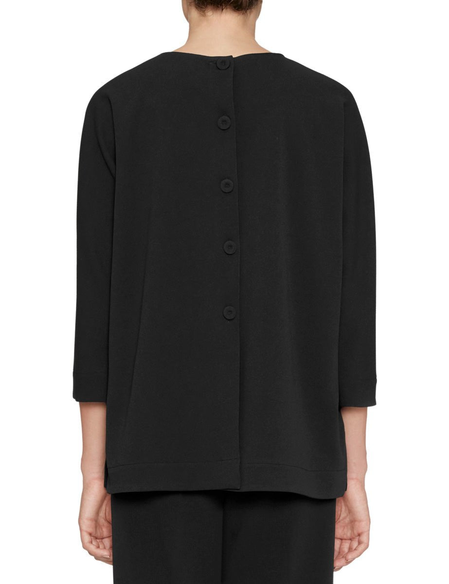 blusa bottoni back scuba crepe nero - Frida SRL