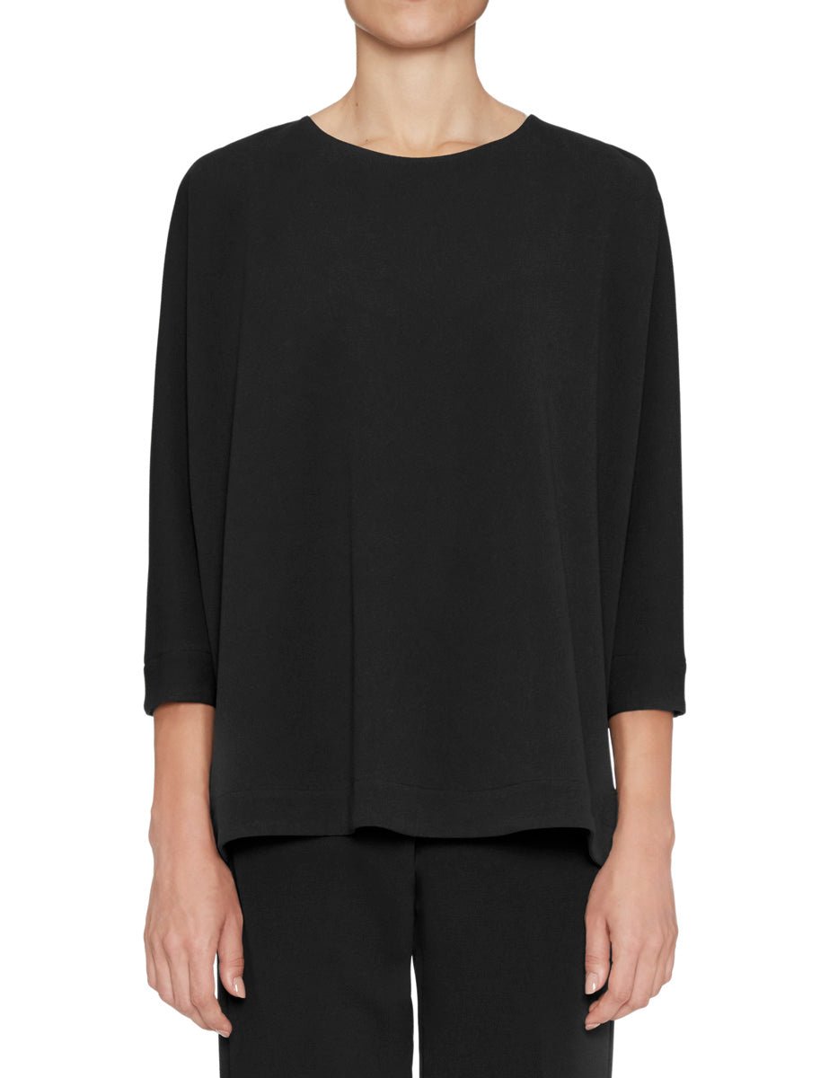 blusa bottoni back scuba crepe nero - Frida SRL