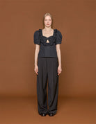 blusa cotone fiocco nero - vivetta - camicia manica corta