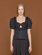 blusa cotone fiocco nero - vivetta - camicia manica corta