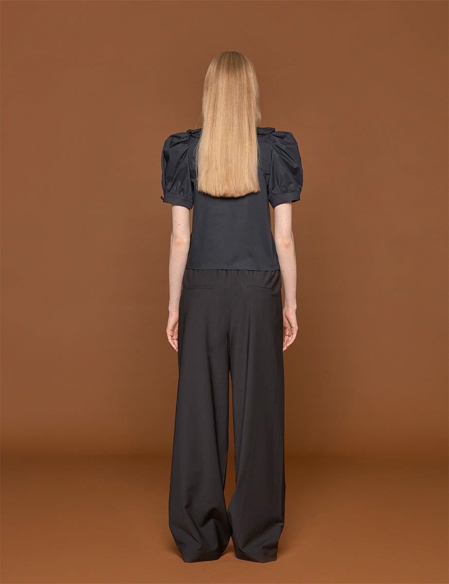 blusa cotone fiocco nero - vivetta - camicia manica corta