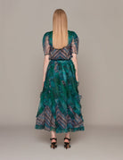 blusa lana chevron printed silk viridian - ulla johnson - camicia manica corta