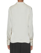 blusa misto seta scollo v champagne - blufrida - camicia manica lunga