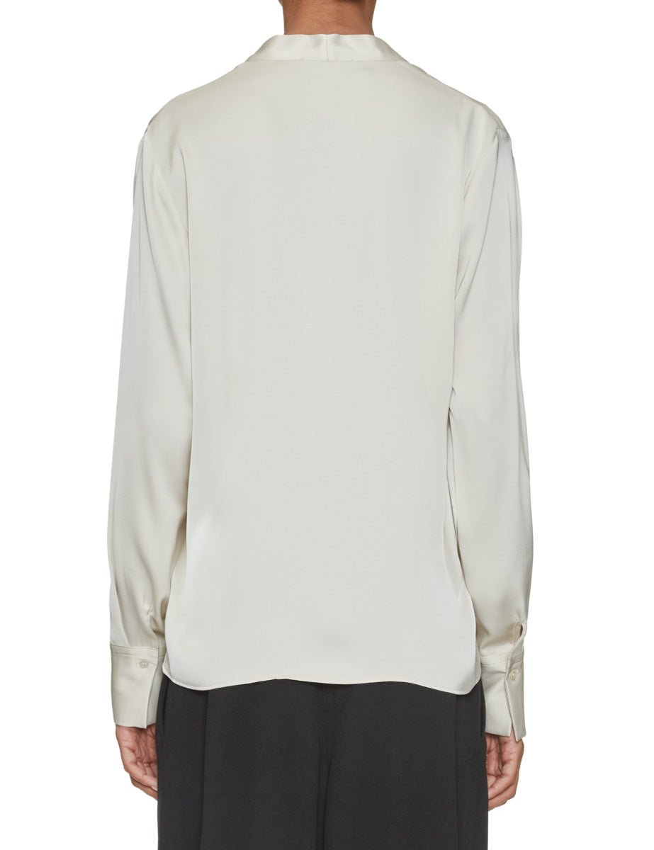 blusa misto seta scollo v champagne - blufrida - camicia manica lunga