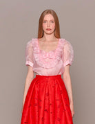 blusa organza fiocco rosa - vivetta - camicia manica corta