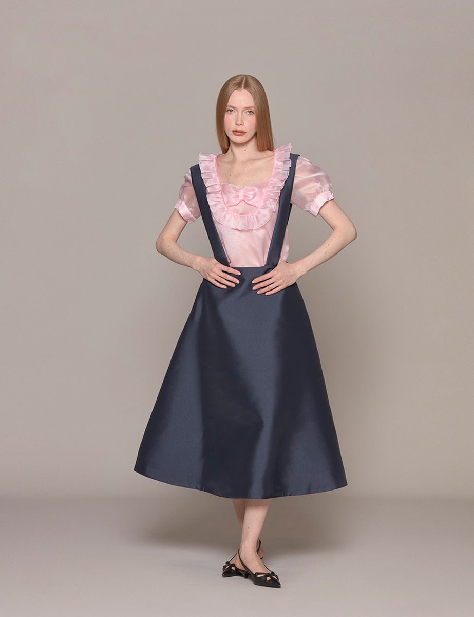 blusa organza fiocco rosa - vivetta - camicia manica corta