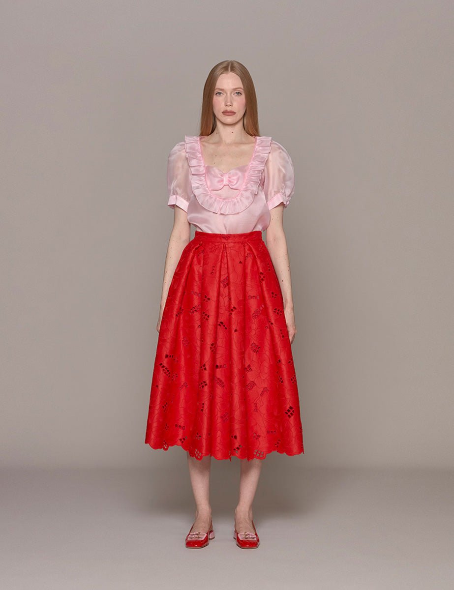 blusa organza fiocco rosa - vivetta - camicia manica corta